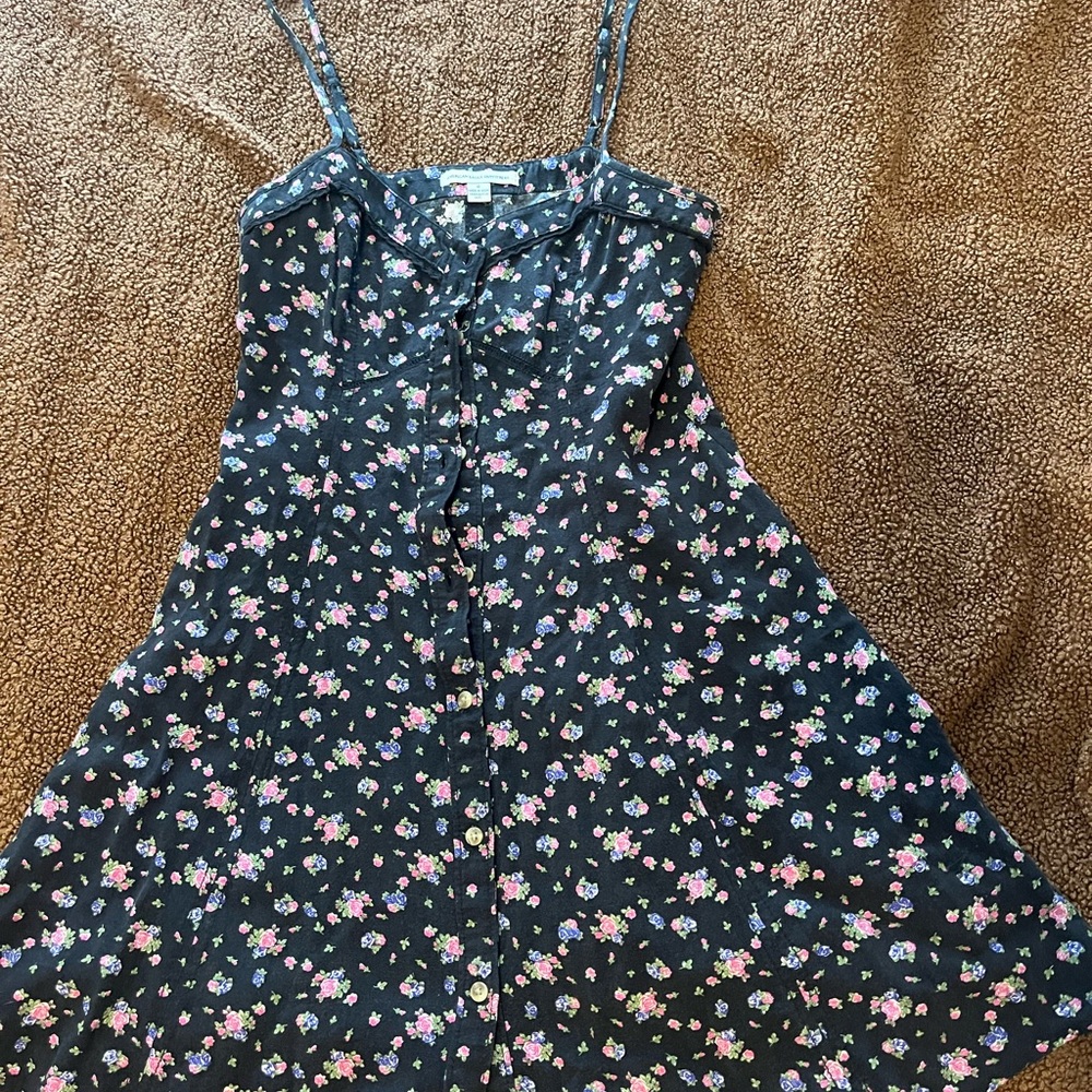 American Eagle Outfitters Black Floral Button-Down Top